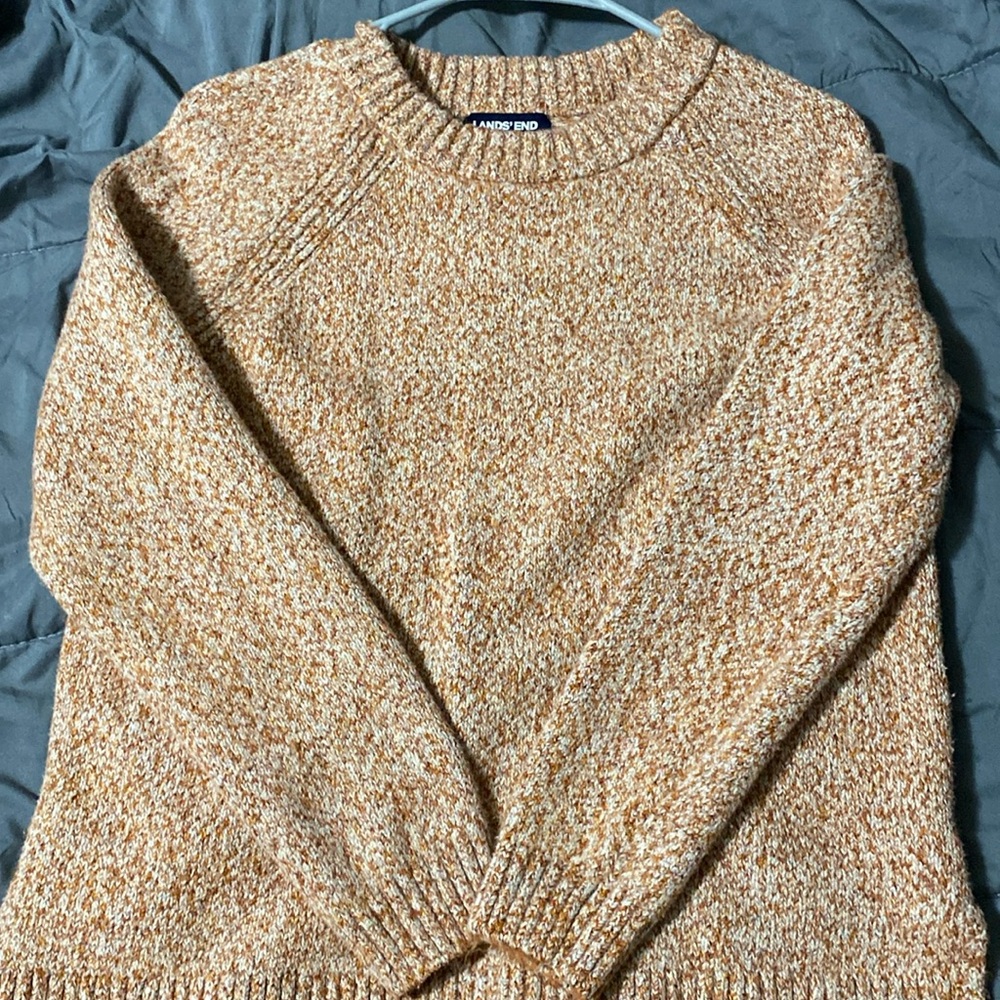 Orange/pink and white sweater